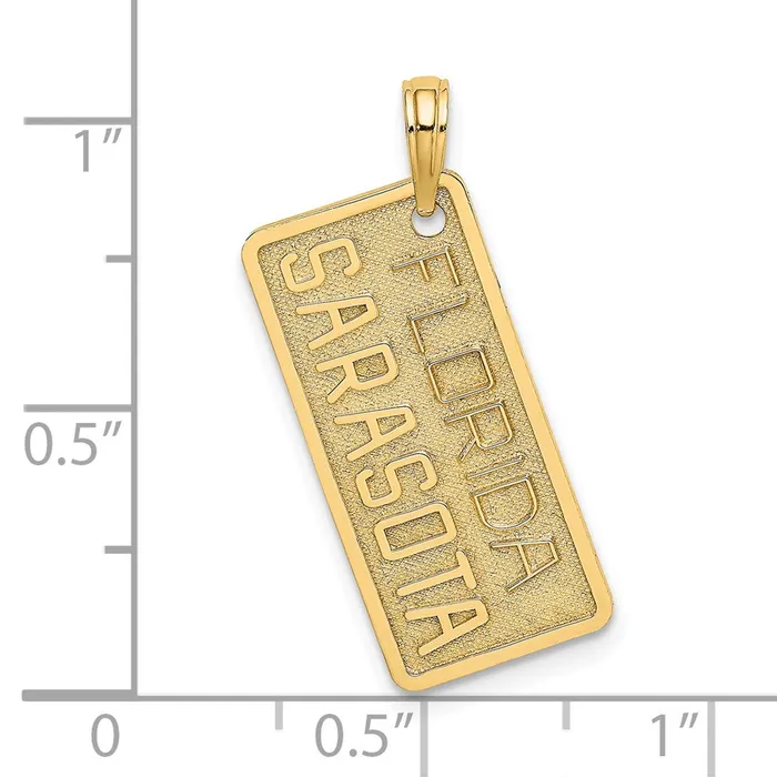 TreasureFineJewelers Charm Necklaces 14k FLORIDA SARASOTA License Plate Charm