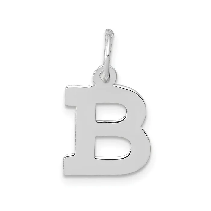 TreasureFineJewelers Charm Necklaces 14k White Gold Small Block Letter B Initial Charm TreasureFineJewelers Charm Necklaces 14k White Gold Small Block Letter B Initial Charm