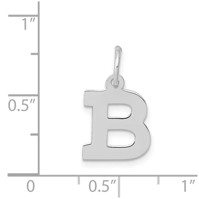TreasureFineJewelers Charm Necklaces 14k White Gold Small Block Letter B Initial Charm