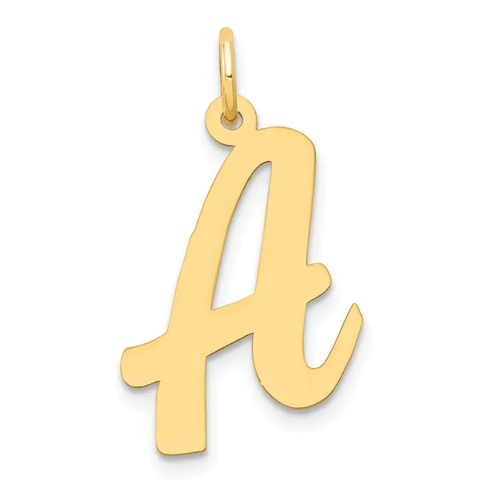 TreasureFineJewelers Charm Necklaces 14k Yellow Gold Large Script Letter A Initial Charm TreasureFineJewelers Charm Necklaces 14k Yellow Gold Large Script Letter A Initial Charm