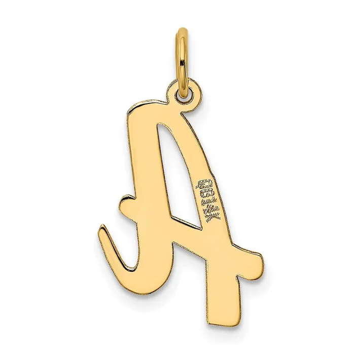 TreasureFineJewelers Charm Necklaces 14k Yellow Gold Large Script Letter A Initial Charm