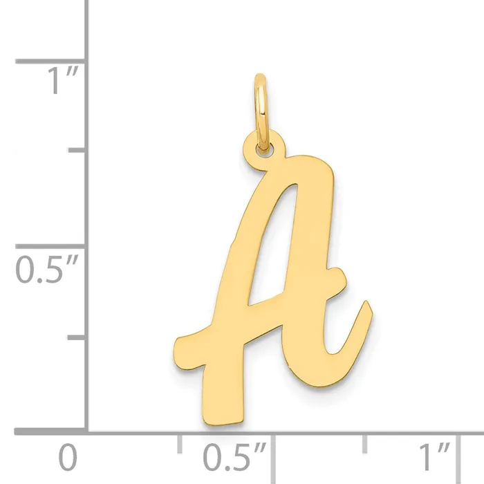 TreasureFineJewelers Charm Necklaces 14k Yellow Gold Large Script Letter A Initial Charm