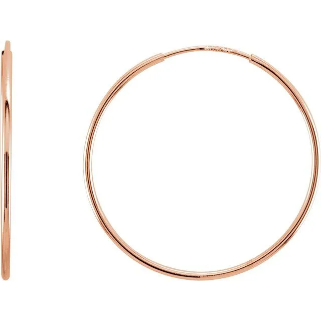 TreasureFineJewelers Earrings 14K Rose Gold 24 mm Endless Hoop Earrings
