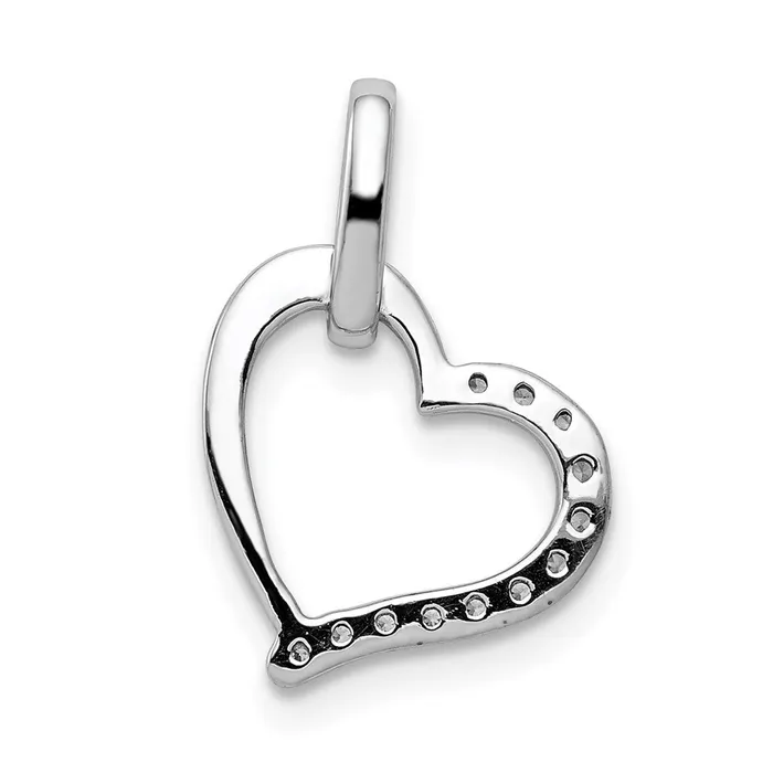 TreasureFineJewelers Necklaces 14k White Gold 115ct Diamond Heart Pendant