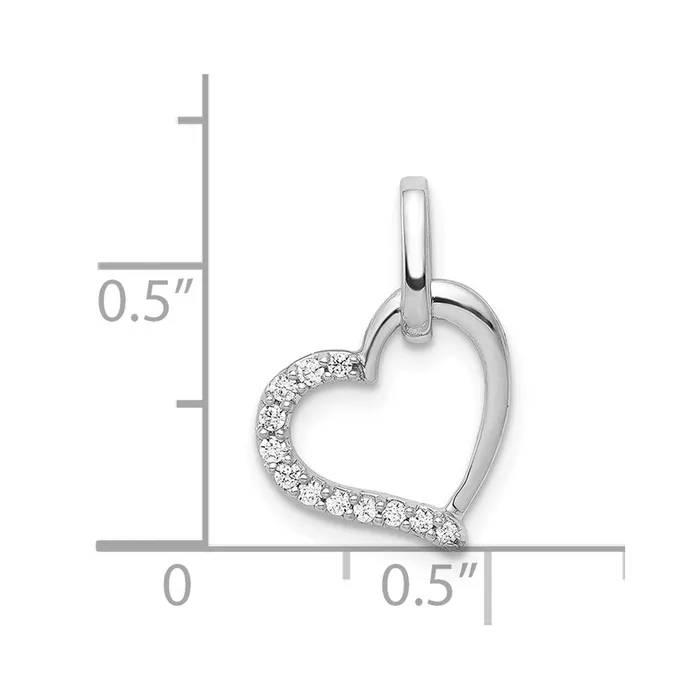 TreasureFineJewelers Necklaces 14k White Gold 115ct Diamond Heart Pendant