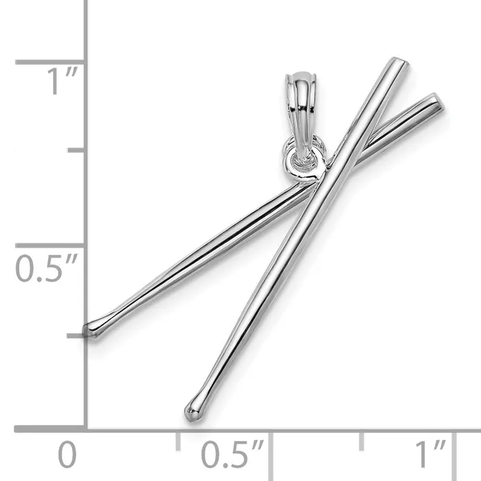 TreasureFineJewelers Necklaces Sterling Silver Polished Moveable 3D Drumsticks Pendant