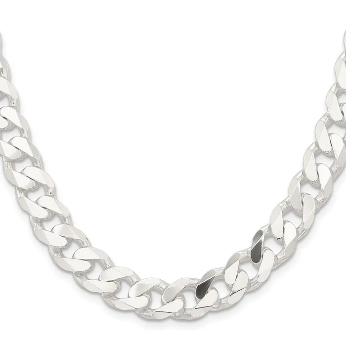 TreasureFineJewelers Rings Sterling Silver 11mm Curb Chain