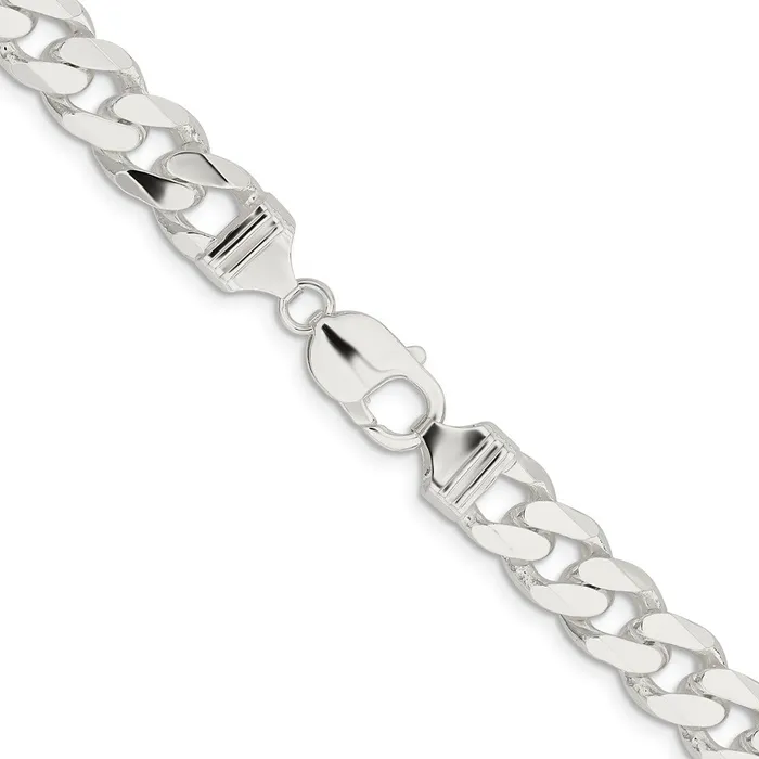 TreasureFineJewelers Rings Sterling Silver 11mm Curb Chain