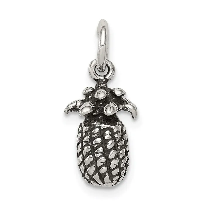 TreasureFineJewelers Sterling Silver Antiqued Pineapple Charm Rings