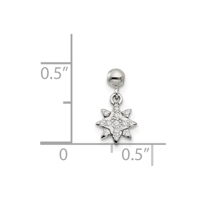 TreasureFineJewelers Sterling Silver Mio Memento CZ Dangle Star Charm Rings