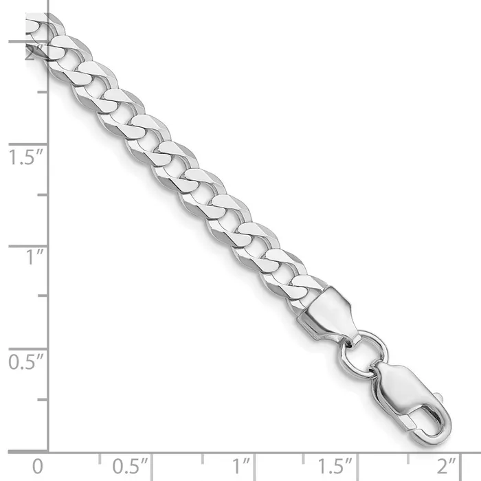 TreasureFineJewelers Sterling Silver Rhodiumplated 575mm Flat Curb Chain Rings