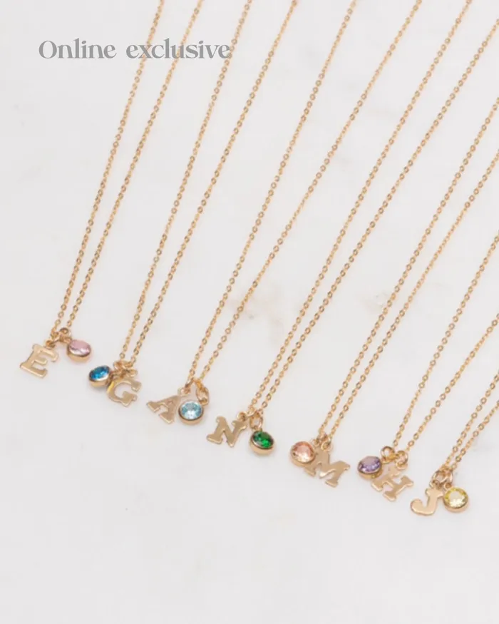 Necklaces ERIJEWELRY Initial Q with Birthstone Necklace