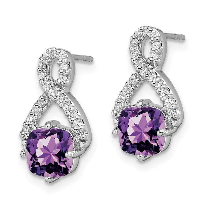 14k White Gold Amethyst and Diamond EarringsWBCEM7089AM017WA WB Choice Jewelry Earrings 14k White Gold Amethyst and Diamond EarringsWBCEM7089AM017WA WB Choice Jewelry Earrings