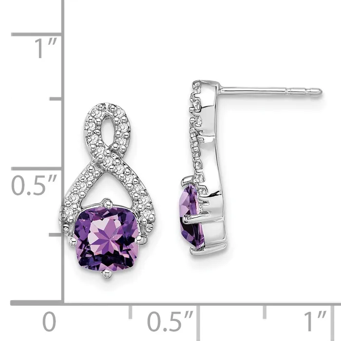 14k White Gold Amethyst and Diamond EarringsWBCEM7089AM017WA WB Choice Jewelry Earrings 14k White Gold Amethyst and Diamond EarringsWBCEM7089AM017WA WB Choice Jewelry Earrings
