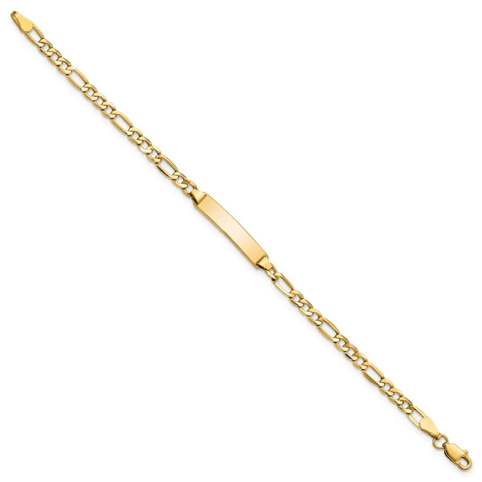 Bracelets 14k SemiSolid Figaro Link ID BraceletWBCDCID1406 WB Choice Jewelry