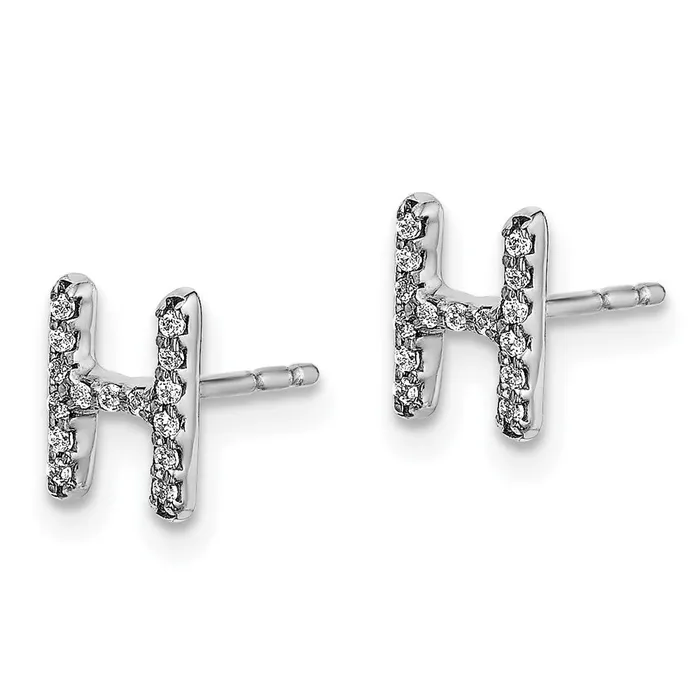 Earrings 14k White Gold Diamond Initial H EarringsWBCEM4169H009WA WB Choice Jewelry