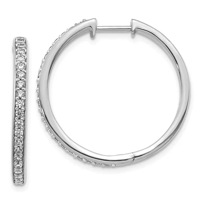 Earrings WB Choice Jewelry 14k White Gold Diamond Hinged Hoop EarringsWBCEM4266050WA