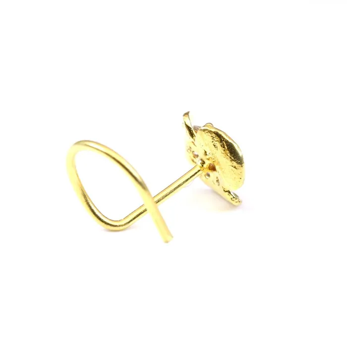 Karizma Jewels Gold Plated Indian Nose Stud CZ corkscrew piercing nose ring Rings