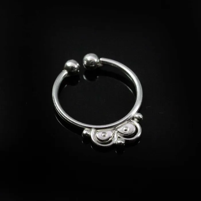 Karizma Jewels Rings Traditional Ethnic Silver Piercing Septum Nose Ring Indian tribal style 20g