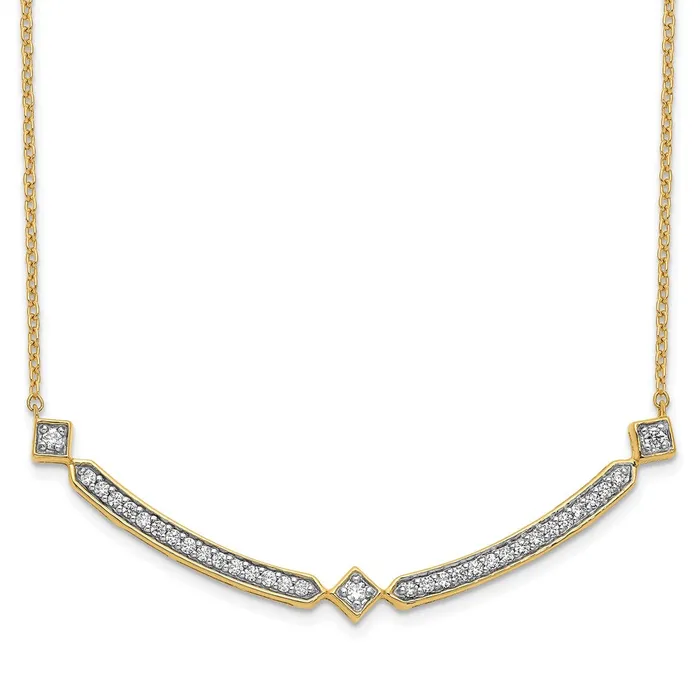 Necklaces WB Choice Jewelry 14k Diamond Curved Bar 18 inch NecklaceWBCPM3733030YA