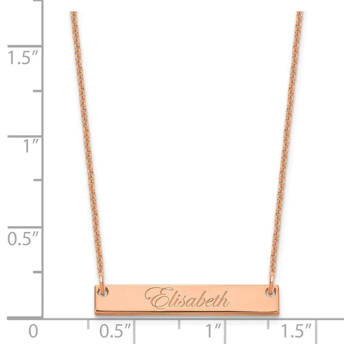 Necklaces WB Choice Jewelry 14K Rose Gold Small Polished Edwardian Script Bar NecklaceWBCXNA640R Necklaces WB Choice Jewelry 14K Rose Gold Small Polished Edwardian Script Bar NecklaceWBCXNA640R