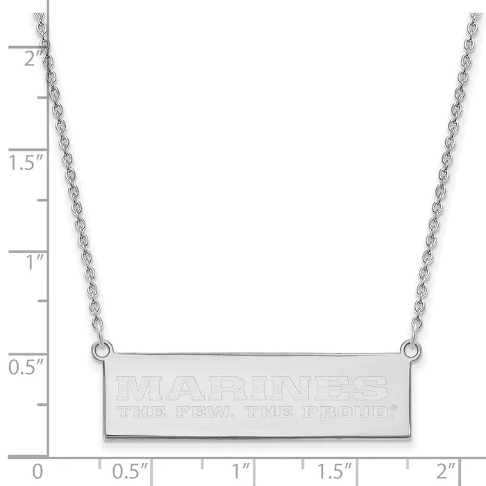Necklaces WB Choice Jewelry Sterling Silver RhPlat US Marine Corps The Few The Proud Bar NecklaceWBCSS011USMC18