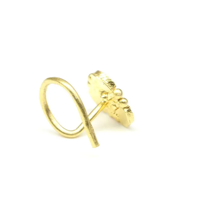 Rings Karizma Jewels Indian Nose ring White CZ studded gold plated corkscrew piercing nose stud