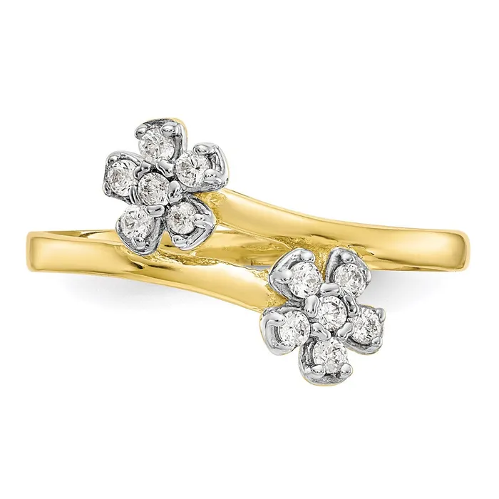 Rings WB Choice Jewelry 10k Double Flower CZ RingWBC10C1215 Rings WB Choice Jewelry 10k Double Flower CZ RingWBC10C1215