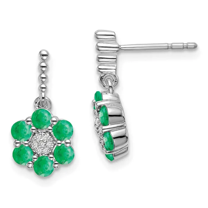 WB Choice Jewelry Earrings 14k White Gold Emerald and Diamond EarringsWBCEM7191EM005WA