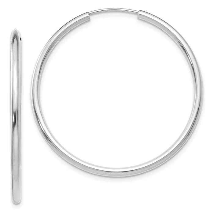 WB Choice Jewelry Earrings 14k White Gold Polished Endless 2mm Hoop EarringsWBCH995