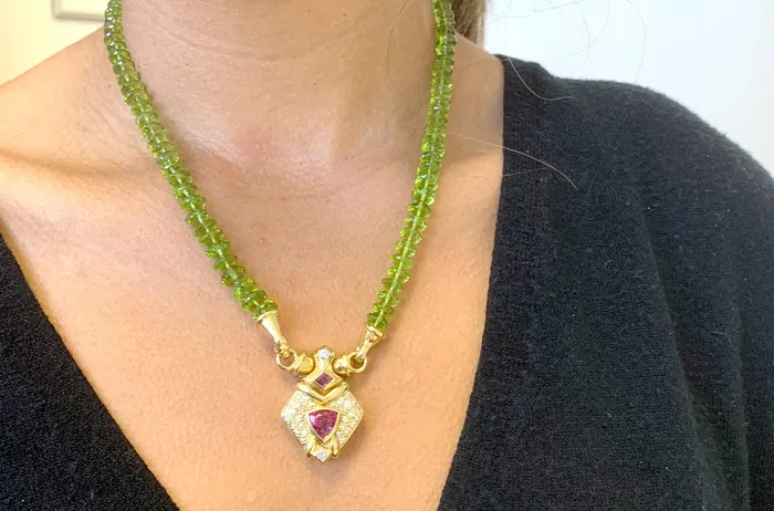 Albert Hern Necklaces Necklace 18kt Gold Peridot Tourmaline