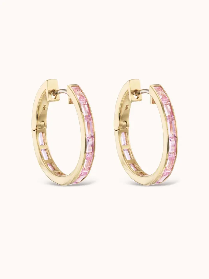 Baguette Hoop Morganite Marlo Laz Earrings