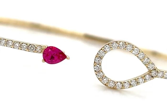 Bangle Bracelet 14kt Gold Pear Ruby Diamonds Albert Hern Bracelets Bangle Bracelet 14kt Gold Pear Ruby Diamonds Albert Hern Bracelets