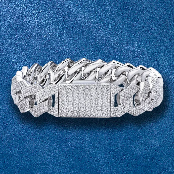 IceZeusShop 15mm Iced Out Miami Cuban Link Bracelet With CZ Clasp Bracelets