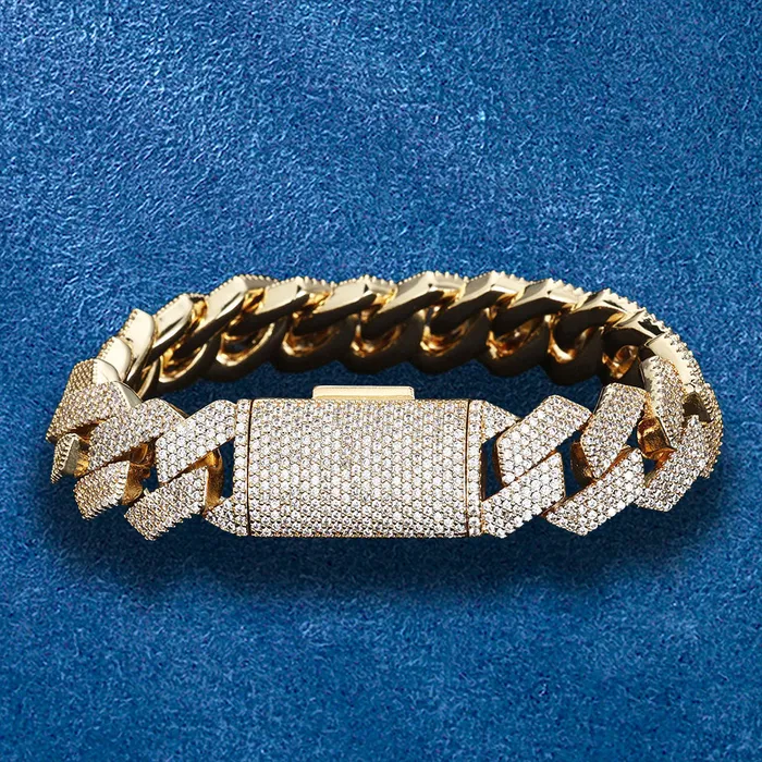 IceZeusShop 15mm Iced Out Miami Cuban Link Bracelet With CZ Clasp Bracelets