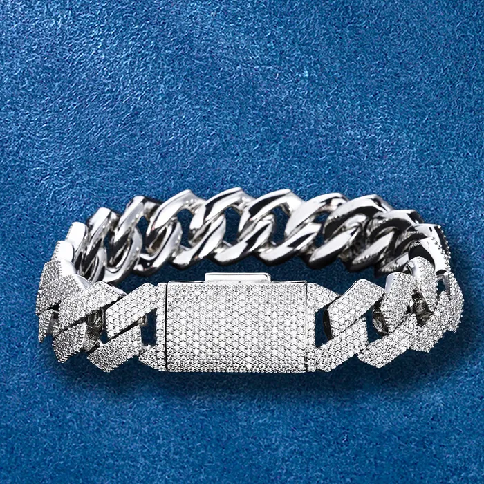 IceZeusShop 15mm Iced Out Miami Cuban Link Bracelet With CZ Clasp Bracelets