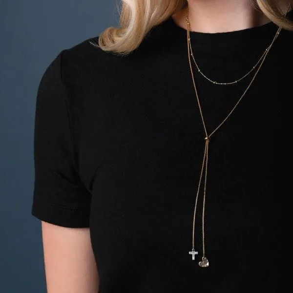 Necklaces Lariat Giving Necklace W Heart and Cross Charms Kellis Gifts