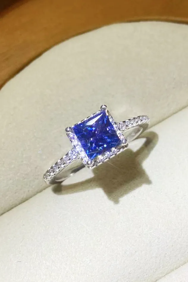 1 Carat Moissanite 925 Sterling Silver Square Ring Trendsi Rings