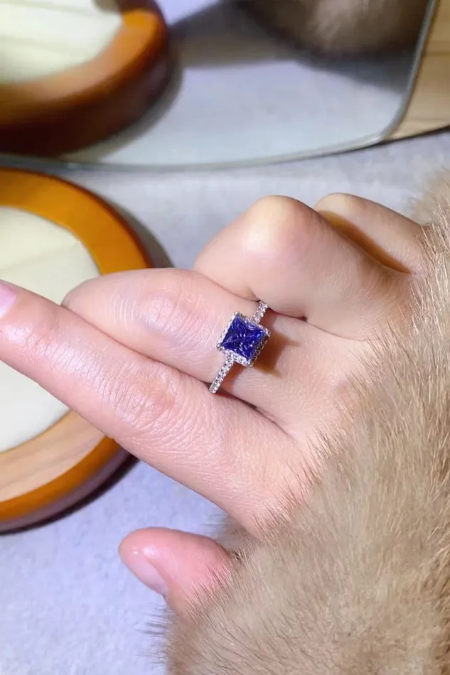 1 Carat Moissanite 925 Sterling Silver Square Ring Trendsi Rings