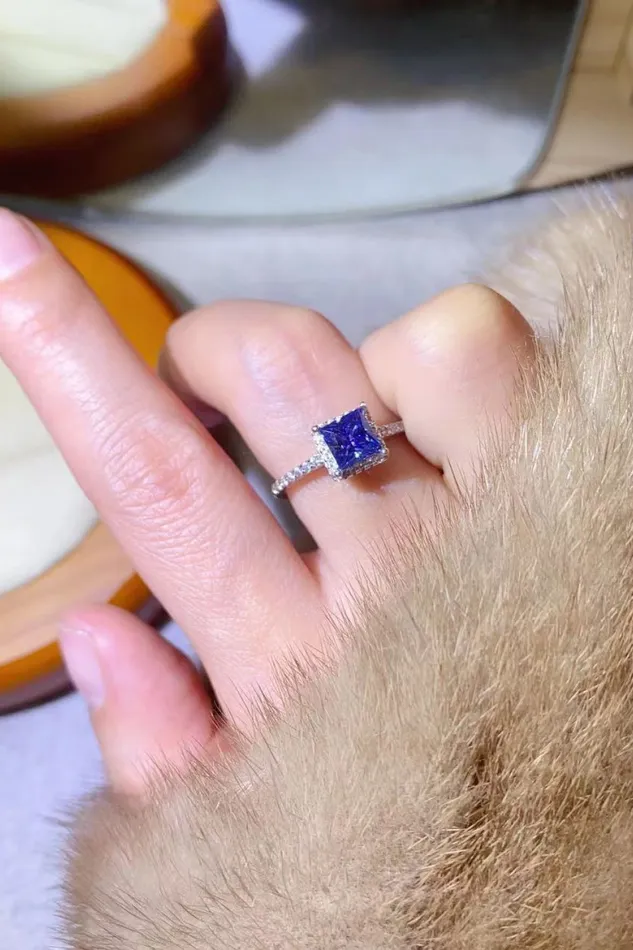1 Carat Moissanite 925 Sterling Silver Square Ring Trendsi Rings
