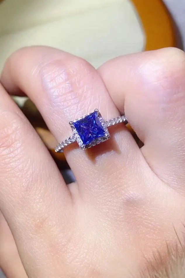 1 Carat Moissanite 925 Sterling Silver Square Ring Trendsi Rings