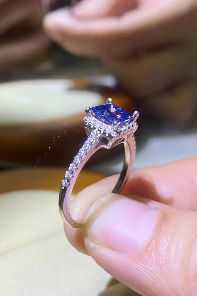 1 Carat Moissanite 925 Sterling Silver Square Ring Trendsi Rings