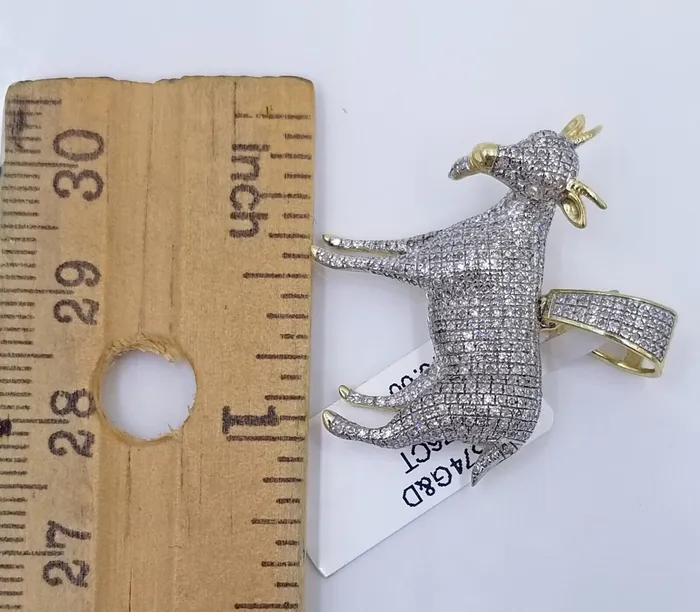 10k Yellow Gold Diamond GOAT Charm Pendant Real Greatest Of All Time Globalwatches10 Necklaces