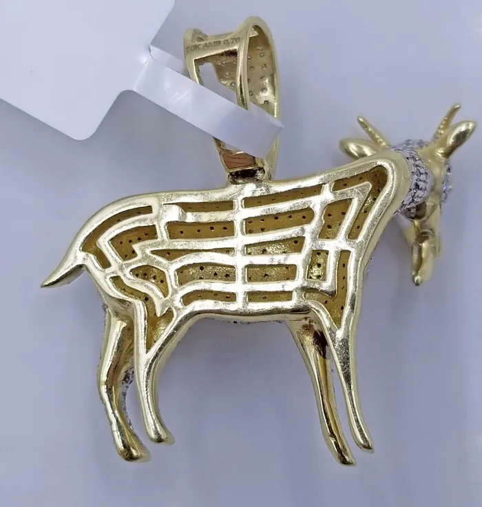 10k Yellow Gold Diamond GOAT Charm Pendant Real Greatest Of All Time Globalwatches10 Necklaces