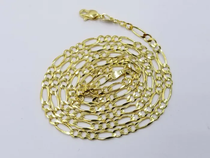 14KT Yellow Gold Figaro Link Chain 4mm Necklace 18 20 22 24 26 Real Gold and Diamond Necklaces