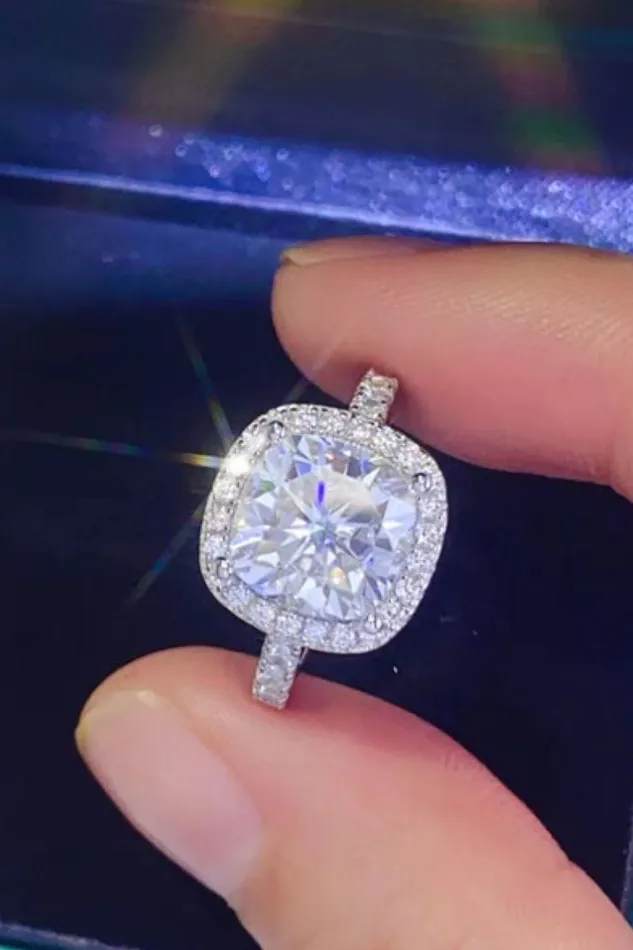 3 Carat Moissanite 925 Sterling Silver Square Ring Trendsi Rings