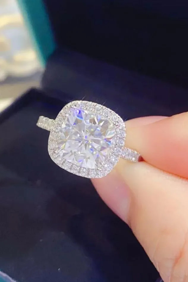 3 Carat Moissanite 925 Sterling Silver Square Ring Trendsi Rings