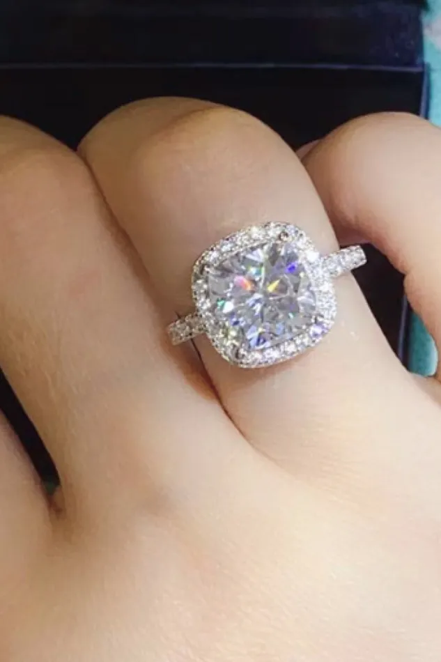 3 Carat Moissanite 925 Sterling Silver Square Ring Trendsi Rings