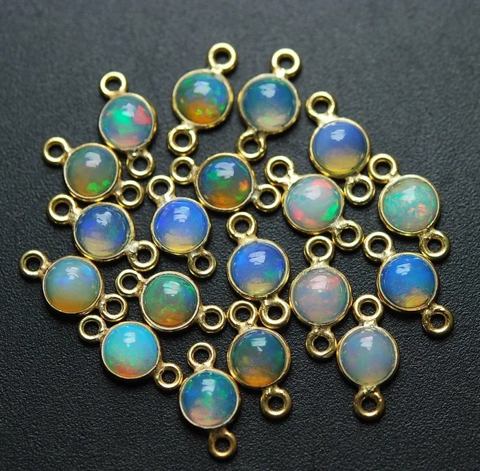 925 Sterling Vermeil Silver Ethiopian Opal Round Connector 4 Piece Of 11mm Beads Supplies USA Necklaces 925 Sterling Vermeil Silver Ethiopian Opal Round Connector 4 Piece Of 11mm Beads Supplies USA Necklaces