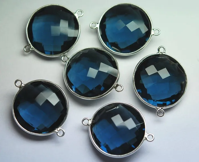 Beads Supplies USA 925 Sterling SilverMatched PairsLondon Blue Quartz Faceted Coins Shape Pendant Connector 5 Piece Of 23mm Approx Necklaces Beads Supplies USA 925 Sterling SilverMatched PairsLondon Blue Quartz Faceted Coins Shape Pendant Connector 5 Piece Of 23mm Approx Necklaces